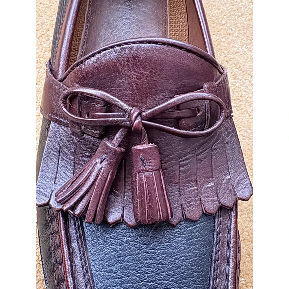 Johnston Murphy Mens Brown Black Leather Tassel Loafer Staple Shoes Size 10‎